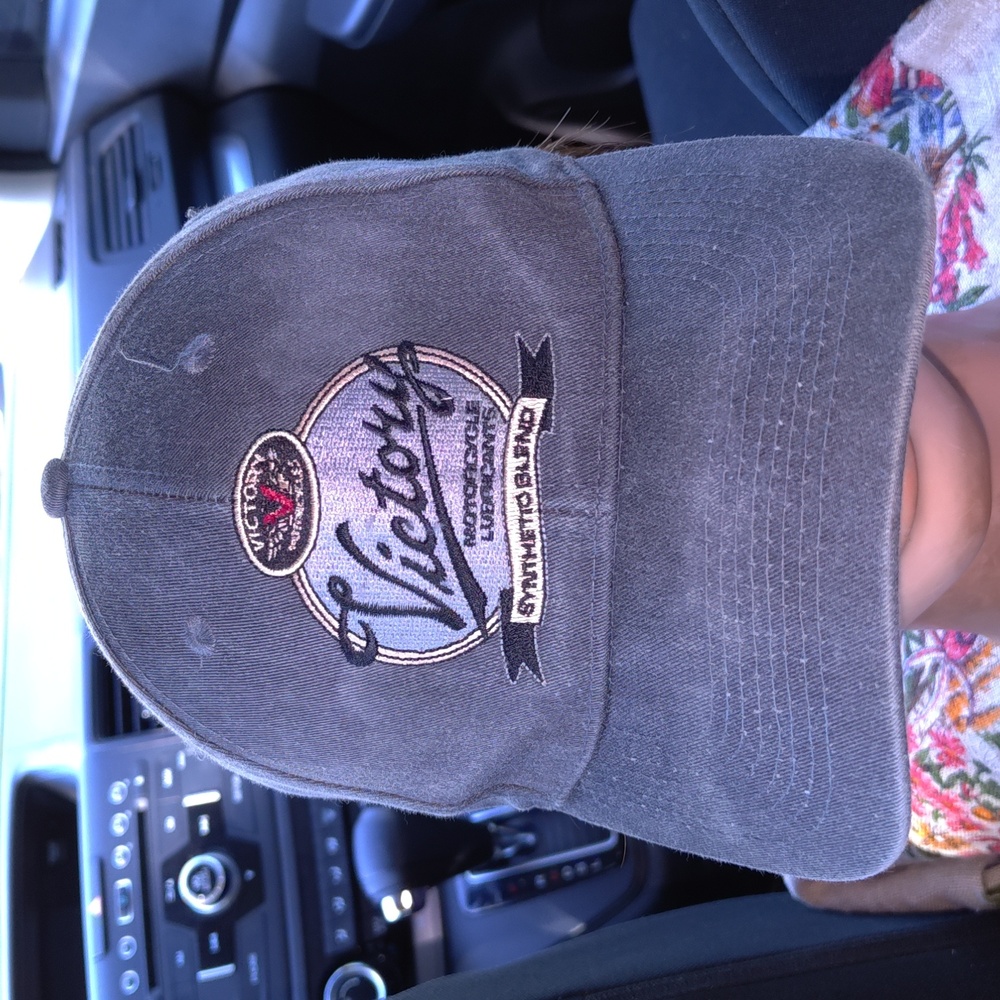 Vtg Victory Motorcycle Lubricants Synthetic Blend Embroidered Snapback Hat Cap